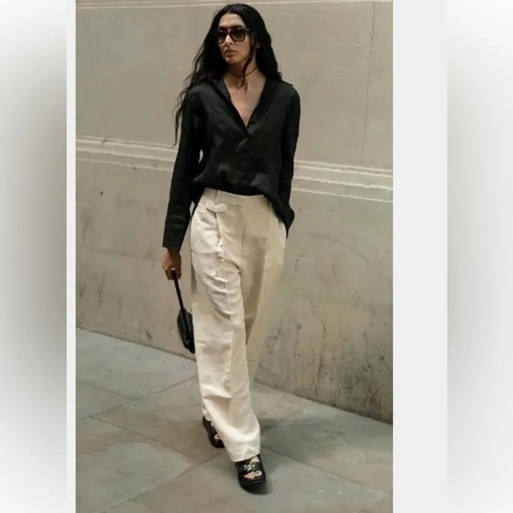 COS Relaxed Linen Blend Wide Leg Pants NWT